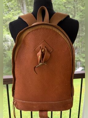 Vintage Taras Boulba by ASICS Pebbled Tan Leather Backpack Lg Japan Rare